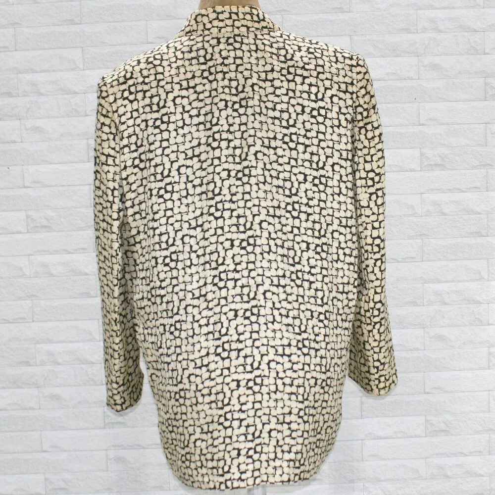 VINTAGE LIZ CLAIBORNE Silk Blazer Jacket Oversized Geometric Abstract Black 8 - Picture 6 of 16